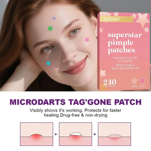 ClearFix pimple patches - 200 Hydrocolloid spot stickers, Invisible & Fast-Acting